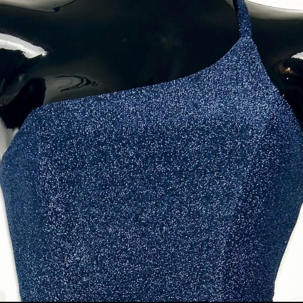 Strapless Glitter Blue Dress - Picture 9 of 12